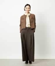 FMBBD01260 MICHEL KLEIN(ミッシェルクラン) ギャザーディテールブラウス ライトグレー