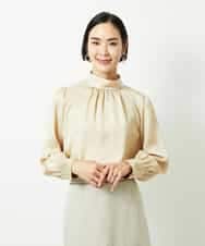 FMBBD01260 MICHEL KLEIN(ミッシェルクラン) ギャザーディテールブラウス ライトグレー