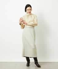 FMBBD01260 MICHEL KLEIN(ミッシェルクラン) ギャザーディテールブラウス ライトグレー