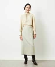 FMBBD01260 MICHEL KLEIN(ミッシェルクラン) ギャザーディテールブラウス ライトグレー