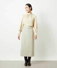 FMBBD01260 MICHEL KLEIN(ミッシェルクラン) ギャザーディテールブラウス ライトグレー