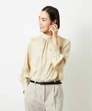 FMBBD01260 MICHEL KLEIN(ミッシェルクラン) ギャザーディテールブラウス ライトグレー