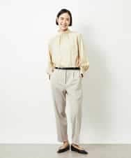 FMBBD01260 MICHEL KLEIN(ミッシェルクラン) ギャザーディテールブラウス ライトグレー