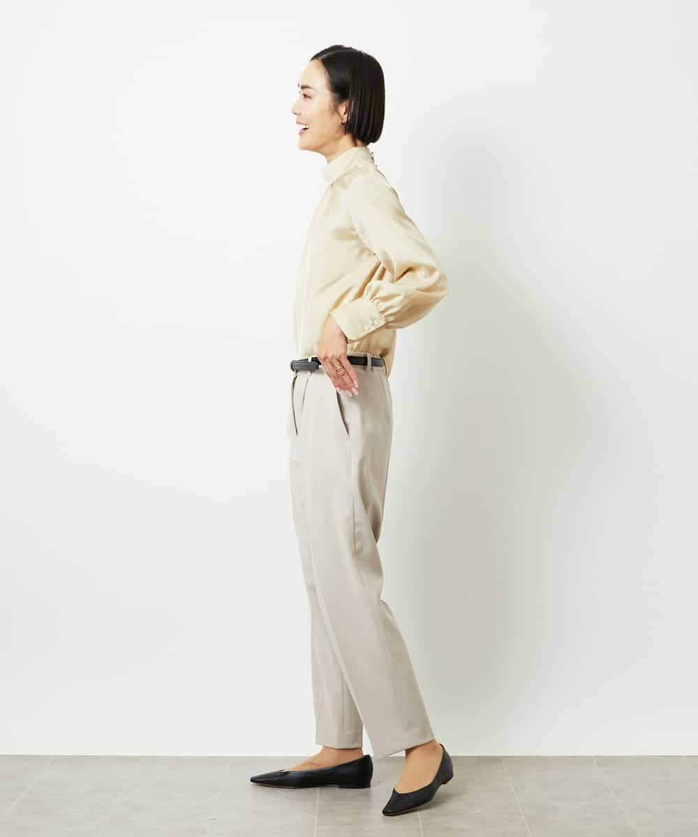 FMBBD01260 MICHEL KLEIN(ミッシェルクラン) ギャザーディテールブラウス ライトグレー