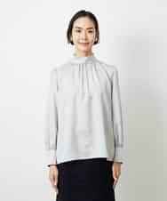 FMBBD01260 MICHEL KLEIN(ミッシェルクラン) ギャザーディテールブラウス ライトグレー