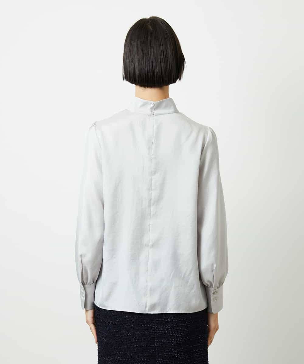 FMBBD01260 MICHEL KLEIN(ミッシェルクラン) ギャザーディテールブラウス ライトグレー