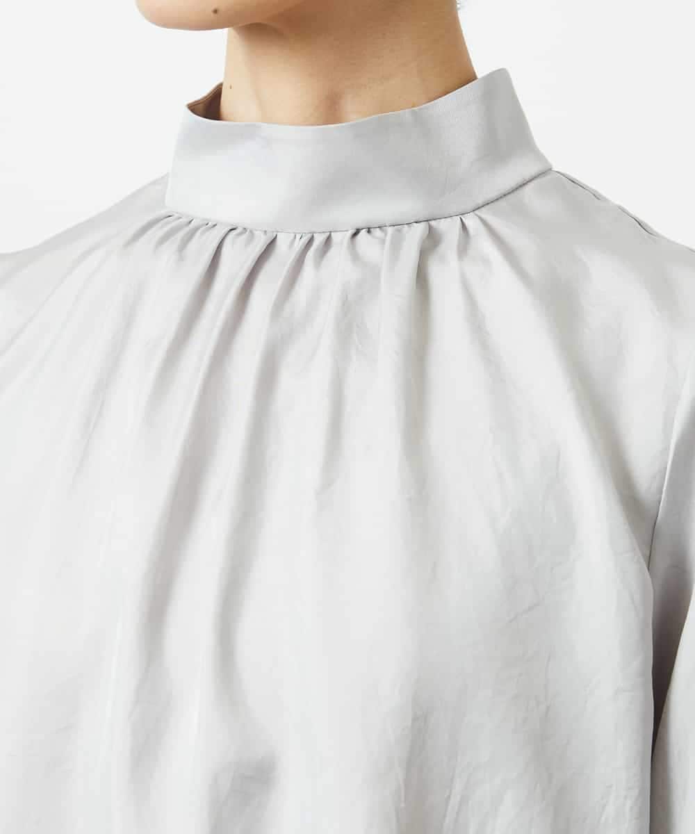 FMBBD01260 MICHEL KLEIN(ミッシェルクラン) ギャザーディテールブラウス ライトグレー