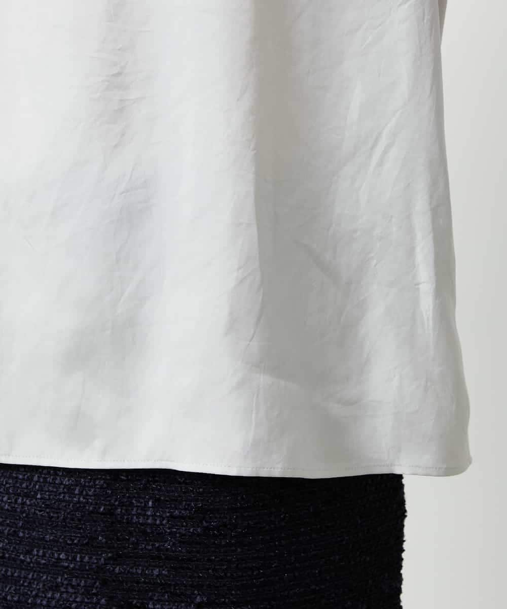 FMBBD01260 MICHEL KLEIN(ミッシェルクラン) ギャザーディテールブラウス ライトグレー