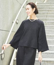 FMBDA01310 MICHEL KLEIN(ミッシェルクラン) ［セットアップ対応/洗える］ツイードブラウス グレー