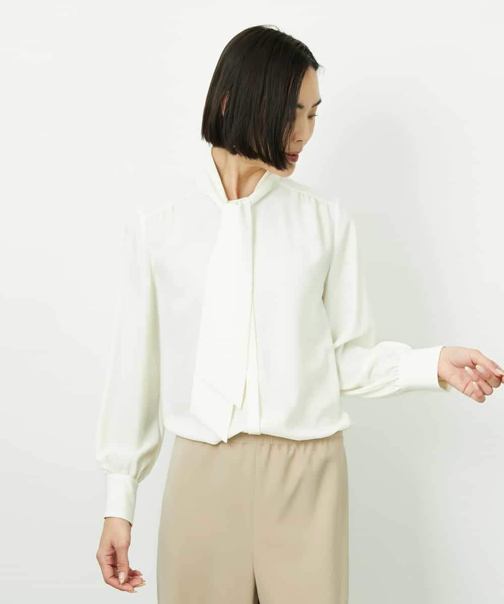 FMBDD04230 MICHEL KLEIN(ミッシェルクラン) ボウタイブラウス アイボリー