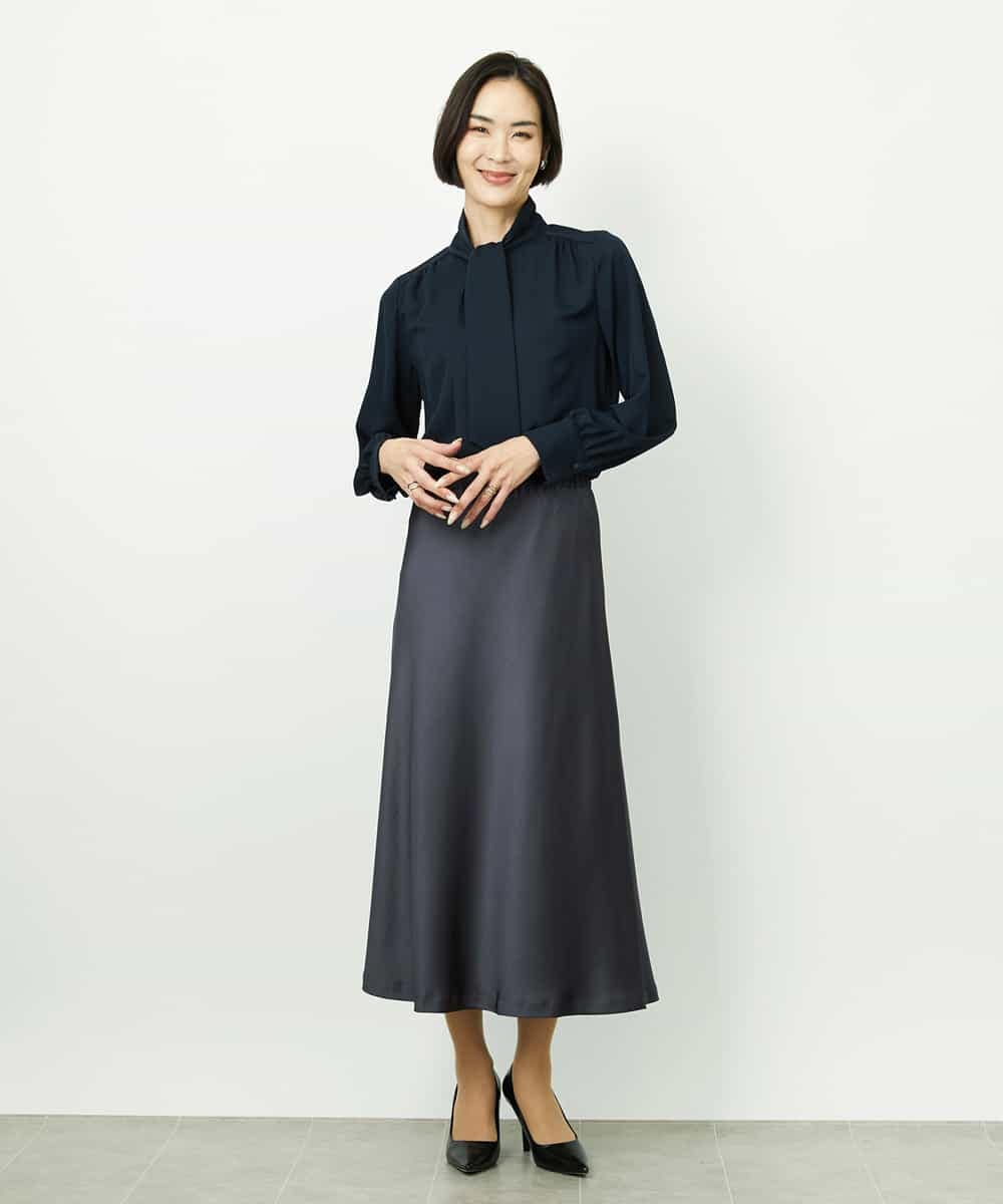 FMBDD04230 MICHEL KLEIN(ミッシェルクラン) ボウタイブラウス アイボリー