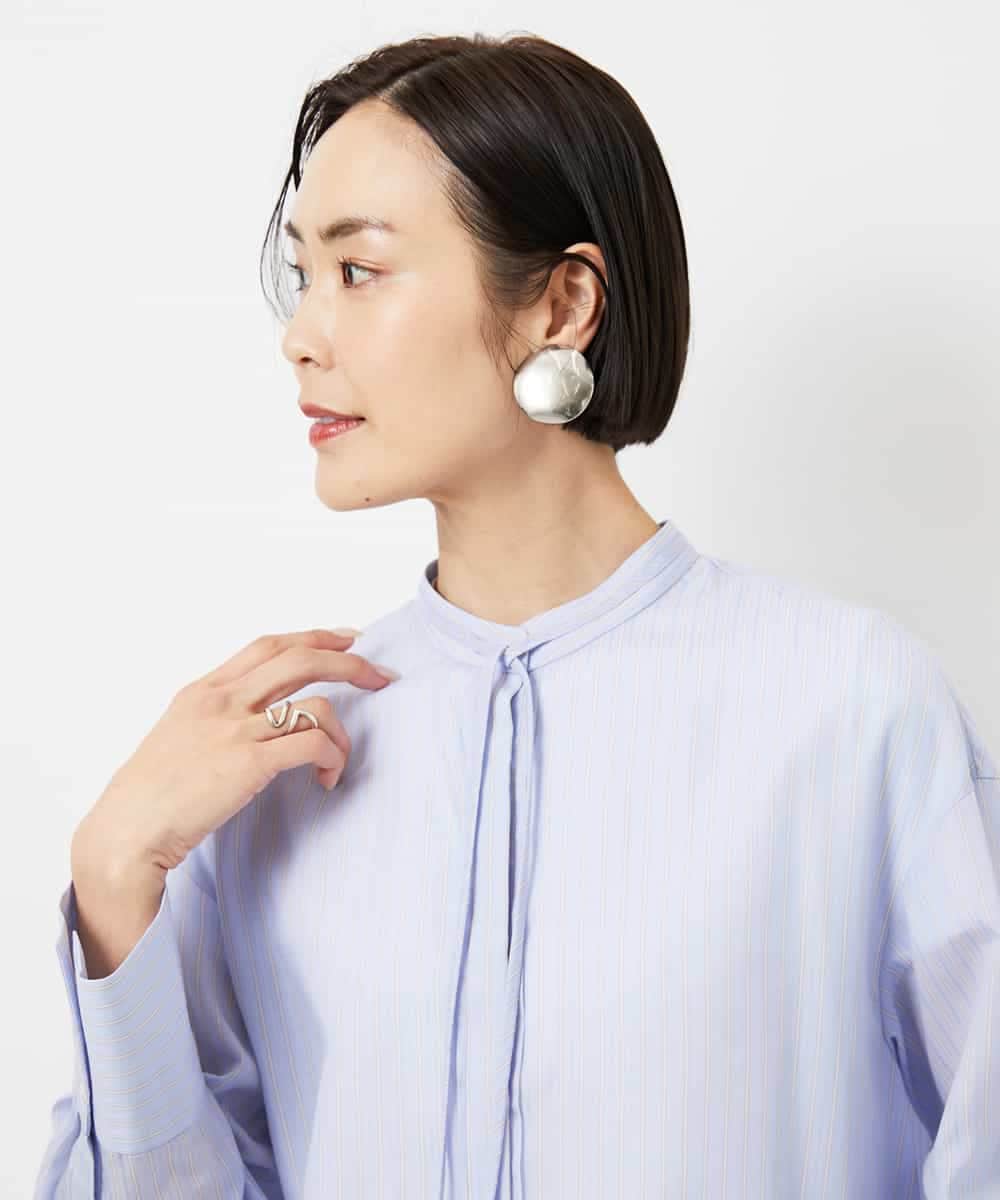 FMBDD05250 MICHEL KLEIN(ミッシェルクラン) テンセルドビー細ボウタイブラウス ライトブルー