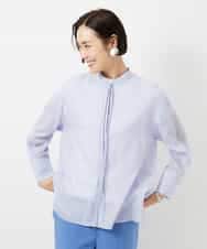 FMBDD05250 MICHEL KLEIN(ミッシェルクラン) テンセルドビー細ボウタイブラウス ライトブルー