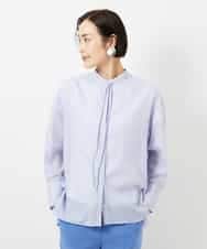 FMBDD05250 MICHEL KLEIN(ミッシェルクラン) テンセルドビー細ボウタイブラウス ライトブルー