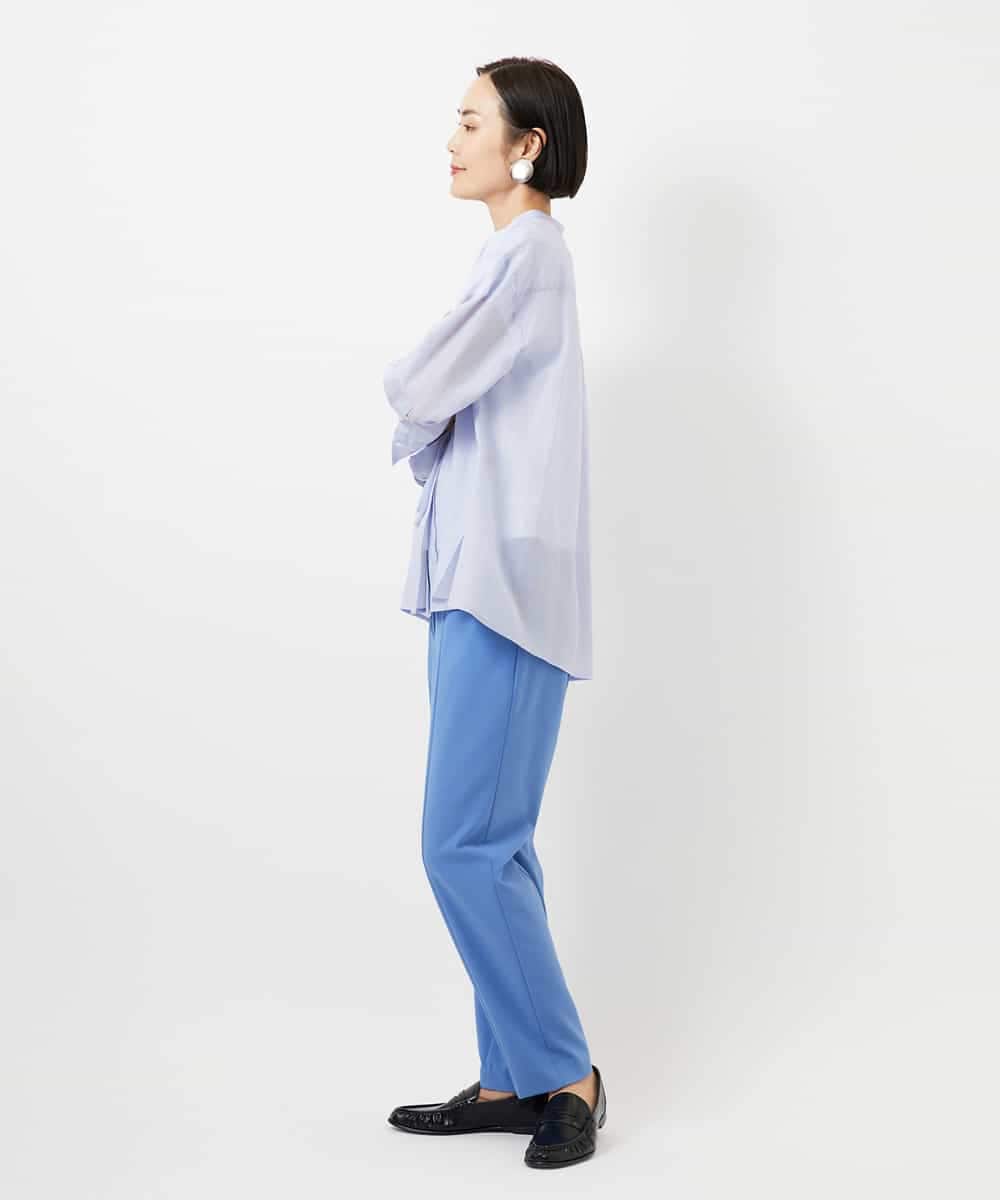 FMBDD05250 MICHEL KLEIN(ミッシェルクラン) テンセルドビー細ボウタイブラウス ライトブルー