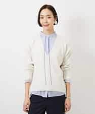 FMBDD05250 MICHEL KLEIN(ミッシェルクラン) テンセルドビー細ボウタイブラウス ライトブルー