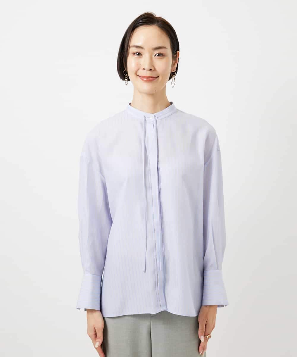 FMBDD05250 MICHEL KLEIN(ミッシェルクラン) テンセルドビー細ボウタイブラウス ライトブルー