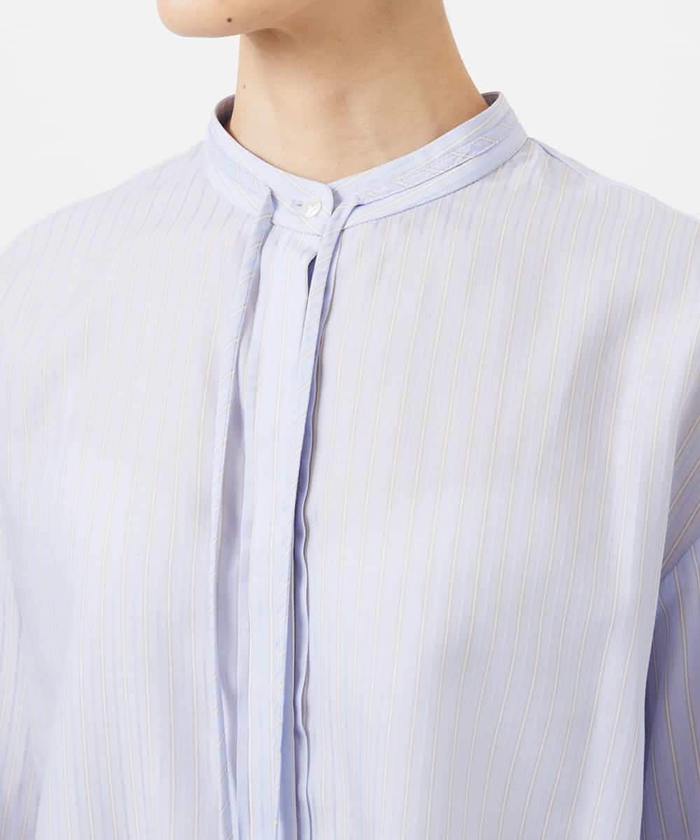 FMBDD05250 MICHEL KLEIN(ミッシェルクラン) テンセルドビー細ボウタイブラウス ライトブルー