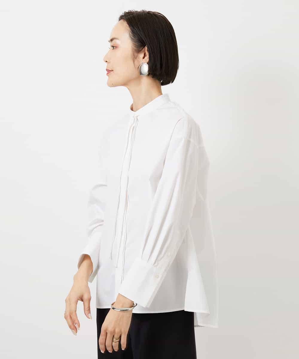 FMBDE05250 MICHEL KLEIN(ミッシェルクラン) 細ボウタイブラウス ホワイト