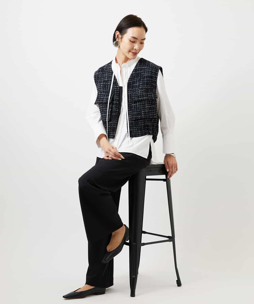 FMBDE05250 MICHEL KLEIN(ミッシェルクラン) 細ボウタイブラウス ホワイト