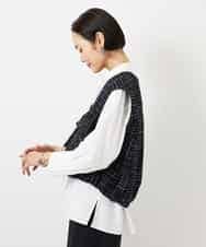 FMBDE05250 MICHEL KLEIN(ミッシェルクラン) 細ボウタイブラウス ホワイト