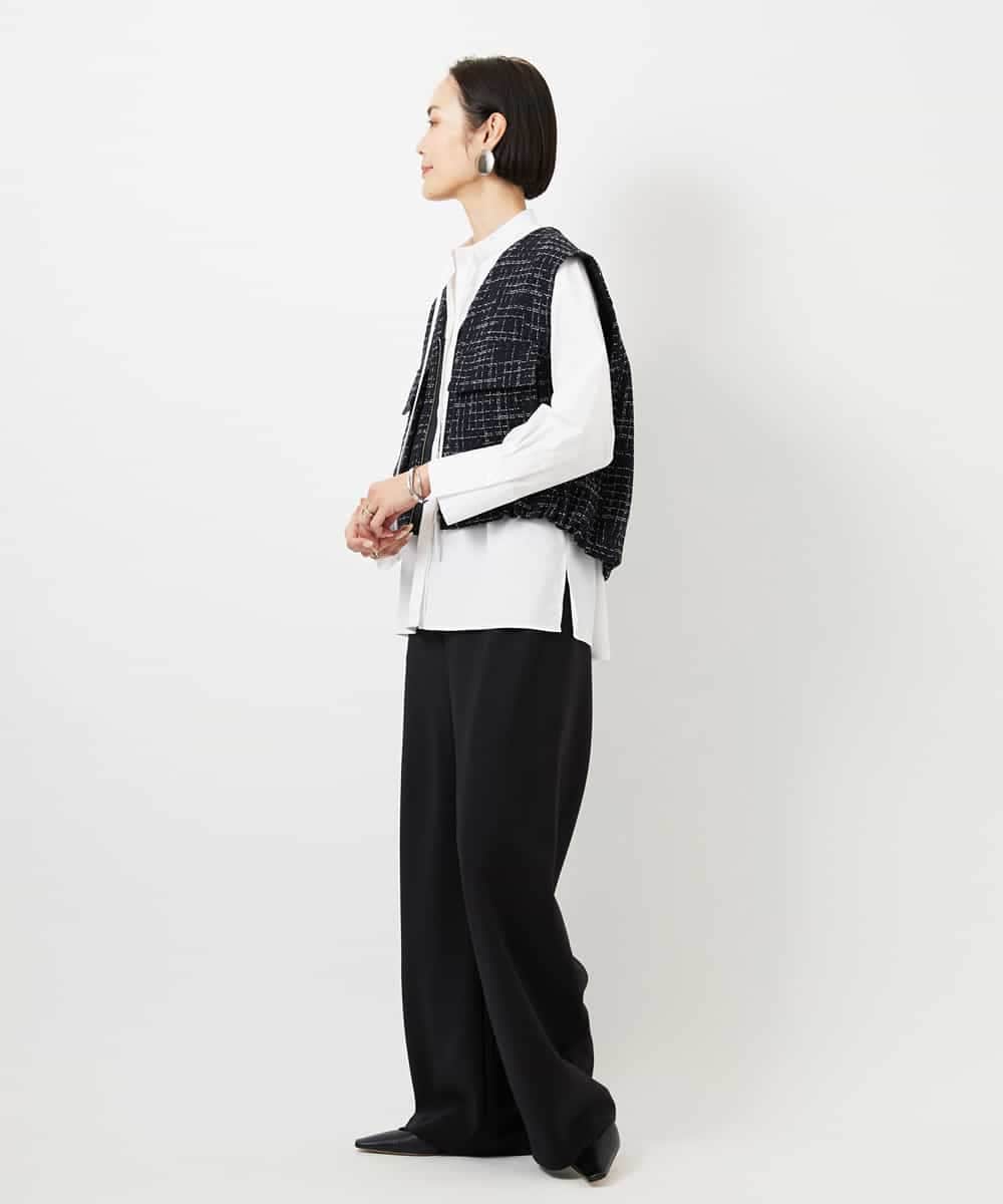 FMBDE05250 MICHEL KLEIN(ミッシェルクラン) 細ボウタイブラウス ホワイト