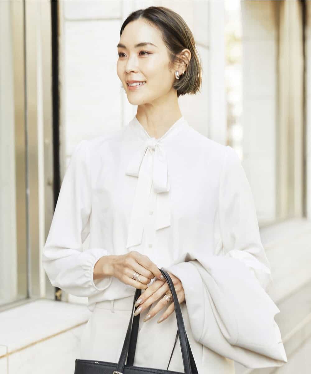 インナーとしておすすめ]バックサテンボウタイブラウス(ブラウス  