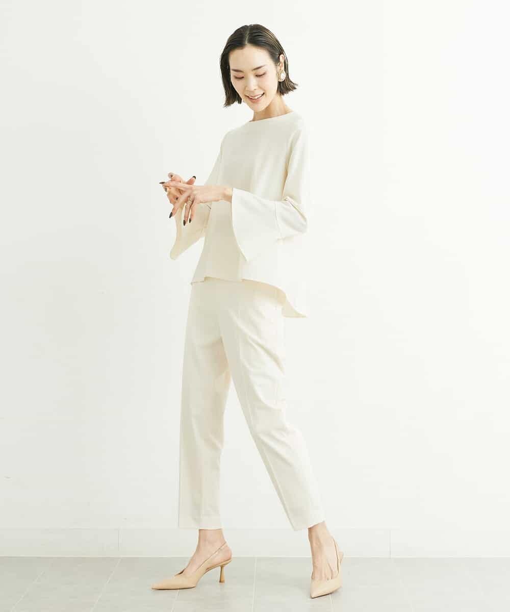 FMBFS19240 MICHEL KLEIN(ミッシェルクラン) [セットアップ対応]デザインスリーブパールボタンブラウス オフホワイト(81)