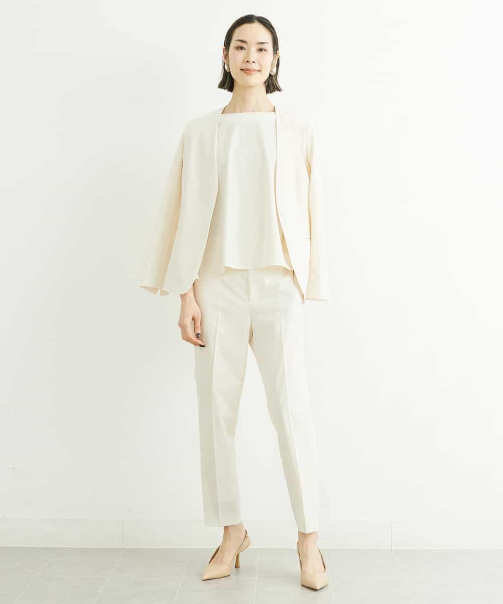 FMBFS19240 MICHEL KLEIN(ミッシェルクラン) [セットアップ対応]デザインスリーブパールボタンブラウス オフホワイト(81)