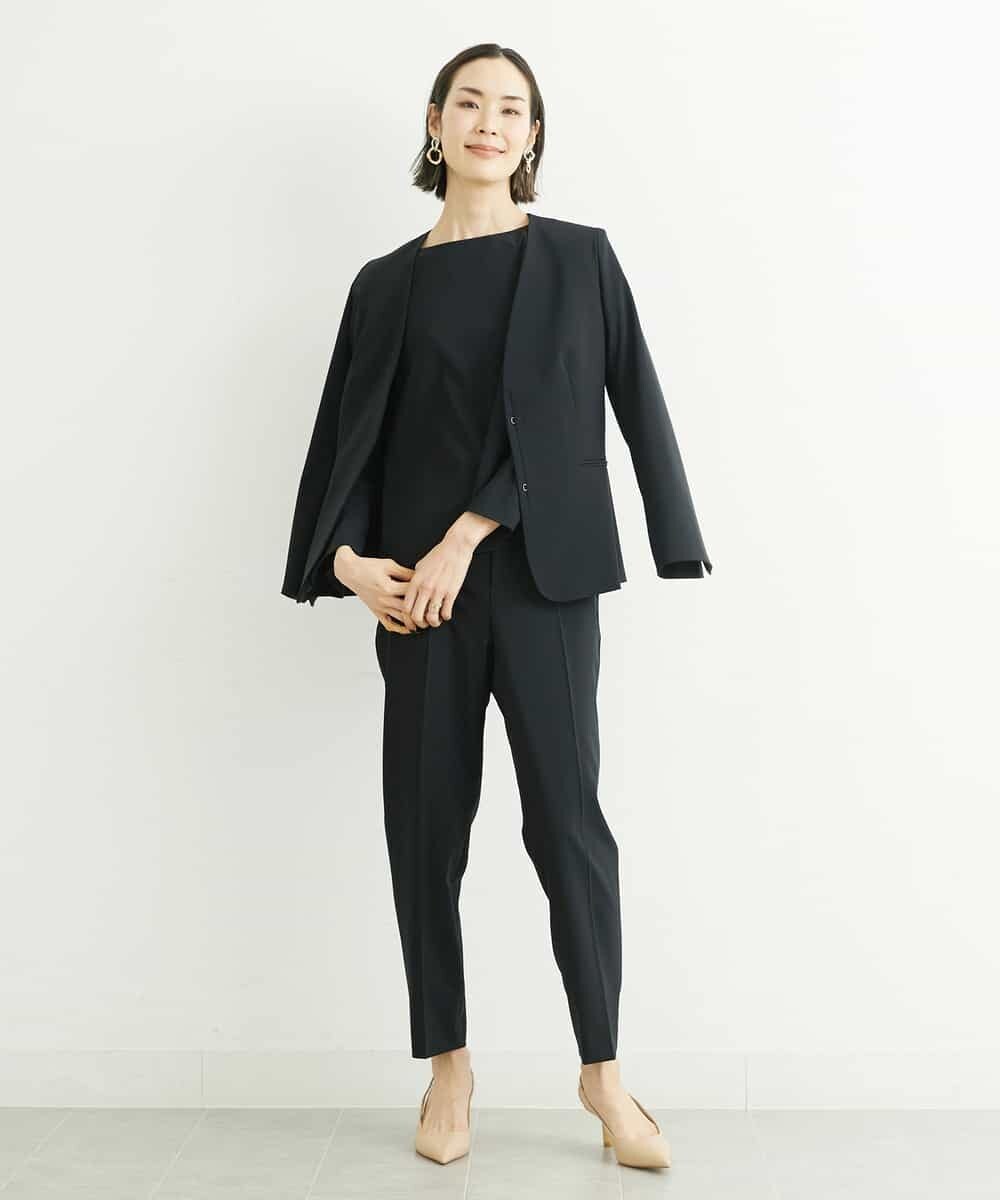 FMBFS19240 MICHEL KLEIN(ミッシェルクラン) [セットアップ対応]デザインスリーブパールボタンブラウス オフホワイト(81)