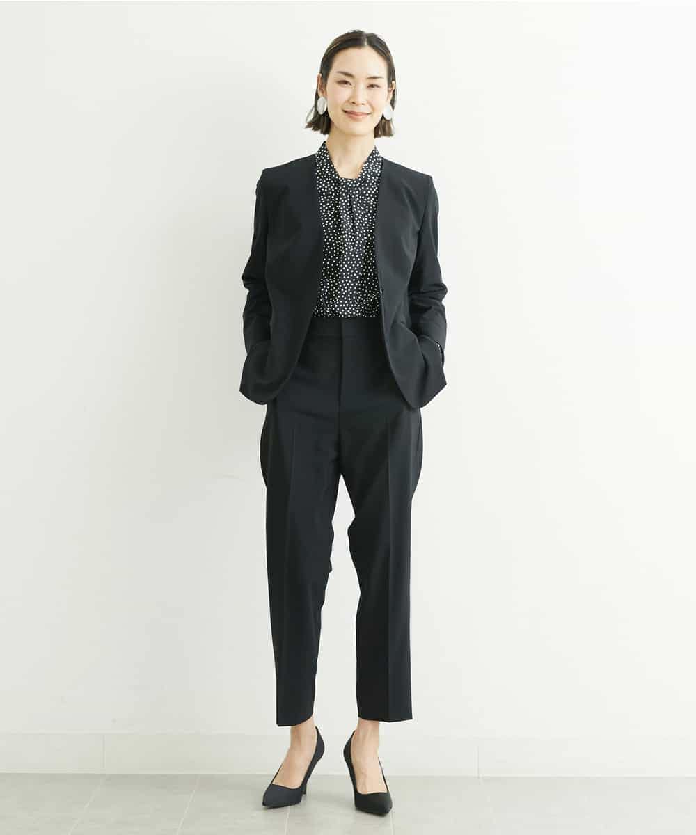 FMBFS20270 MICHEL KLEIN(ミッシェルクラン) [お仕事におすすめ]ハイネックランダムドットブラウス ブラック(94)
