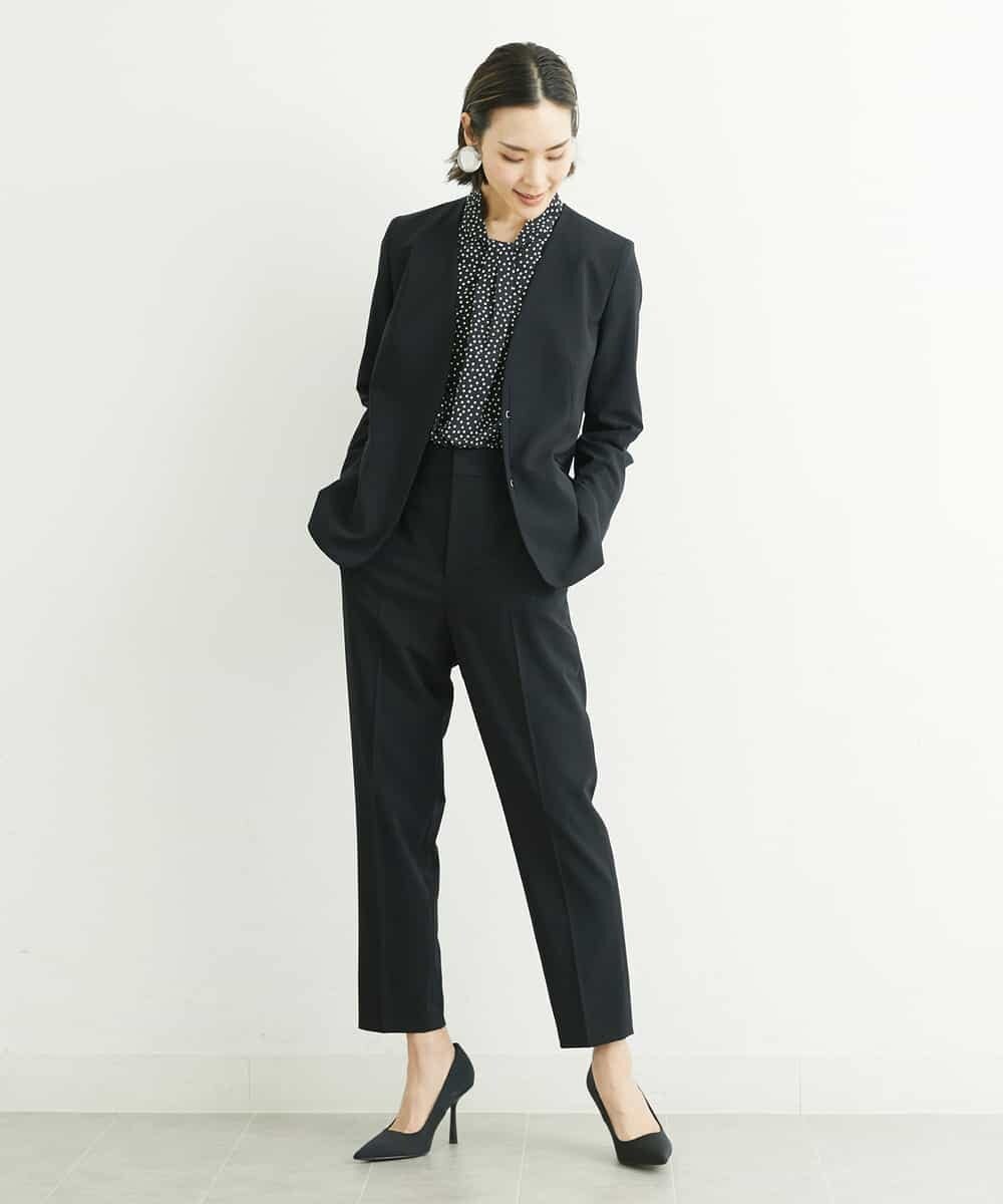 FMBFS20270 MICHEL KLEIN(ミッシェルクラン) [お仕事におすすめ]ハイネックランダムドットブラウス ブラック(94)