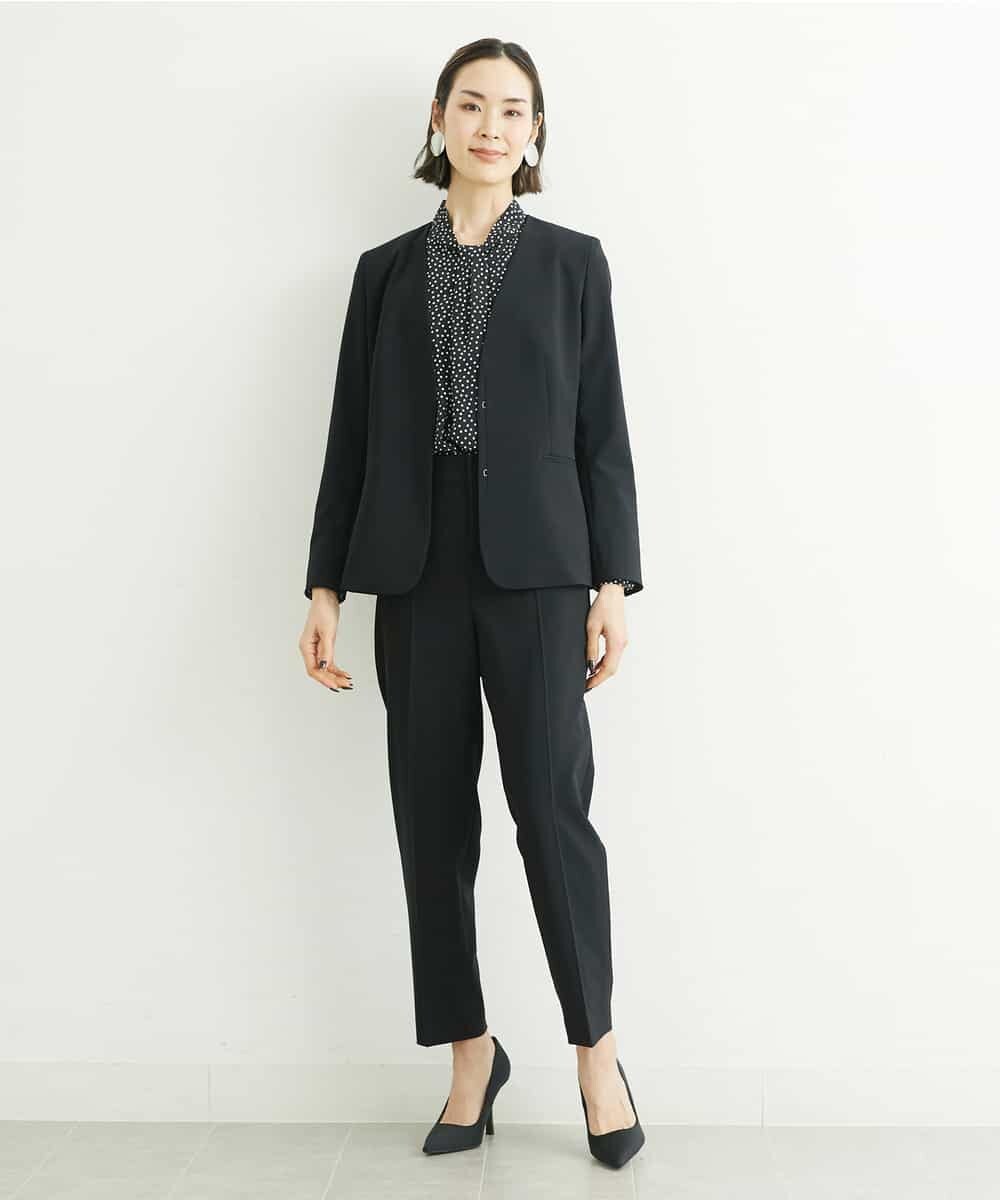 FMBFS20270 MICHEL KLEIN(ミッシェルクラン) [お仕事におすすめ]ハイネックランダムドットブラウス ブラック(94)
