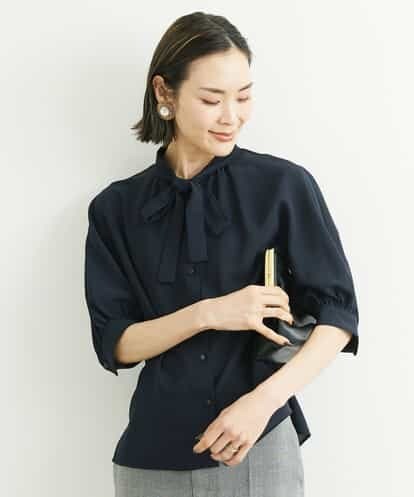 FMBFS25200 MICHEL KLEIN [定番素材]ボウタイデザインブラウス