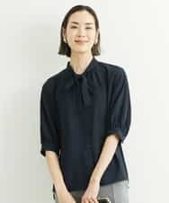 FMBFS25200 MICHEL KLEIN(ミッシェルクラン) [定番素材]ボウタイデザインブラウス ネイビー(57)