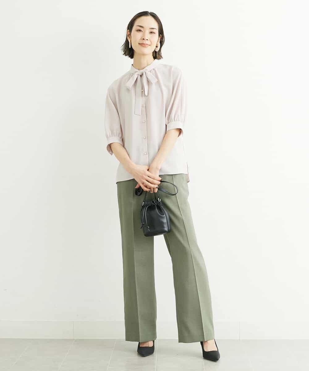 FMBFS25200 MICHEL KLEIN(ミッシェルクラン) [定番素材]ボウタイデザインブラウス ネイビー(57)
