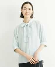 FMBFS25200 MICHEL KLEIN(ミッシェルクラン) [定番素材]ボウタイデザインブラウス ネイビー(57)