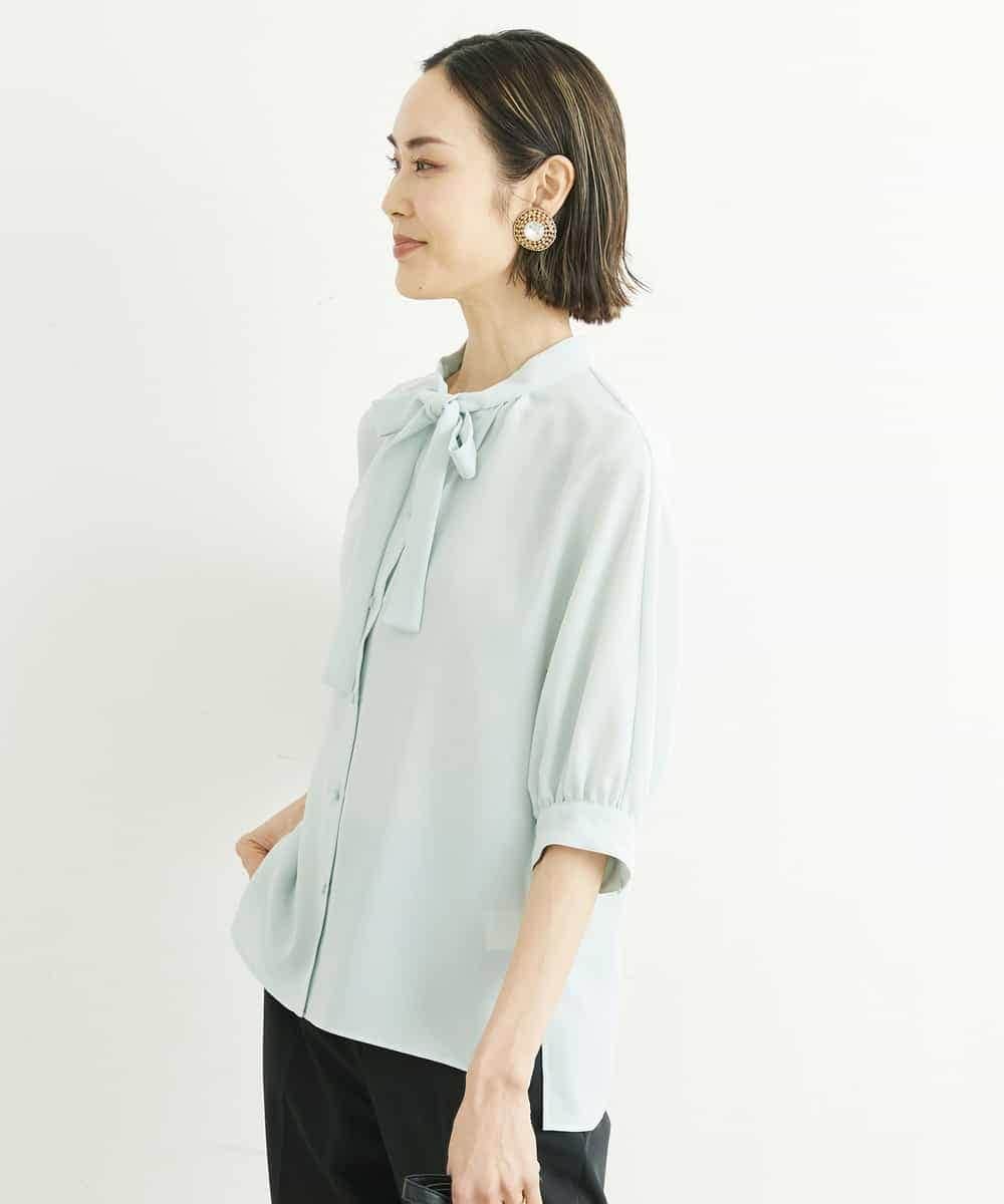 FMBFS25200 MICHEL KLEIN(ミッシェルクラン) [定番素材]ボウタイデザインブラウス ネイビー(57)