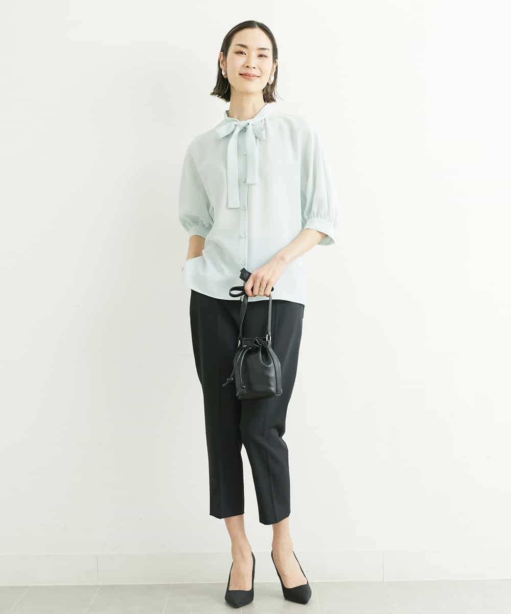 FMBFS25200 MICHEL KLEIN(ミッシェルクラン) [定番素材]ボウタイデザインブラウス ネイビー(57)
