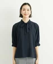 FMBFS25200 MICHEL KLEIN(ミッシェルクラン) [定番素材]ボウタイデザインブラウス ネイビー(57)