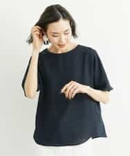 FMBFS26170 MICHEL KLEIN(ミッシェルクラン) [定番素材]バックボタンデザインブラウス ネイビー(57)