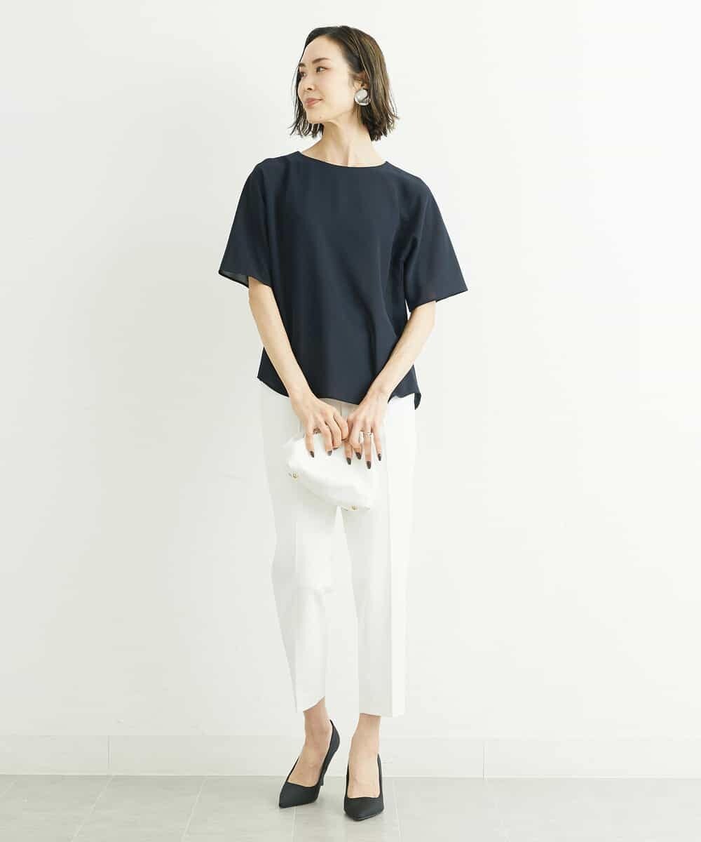 FMBFS26170 MICHEL KLEIN(ミッシェルクラン) [定番素材]バックボタンデザインブラウス ネイビー(57)