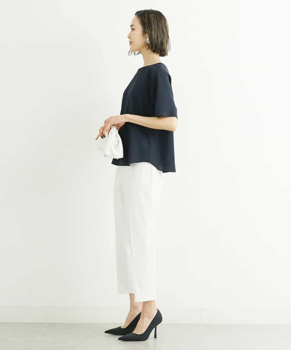 FMBFS26170 MICHEL KLEIN(ミッシェルクラン) [定番素材]バックボタンデザインブラウス ネイビー(57)