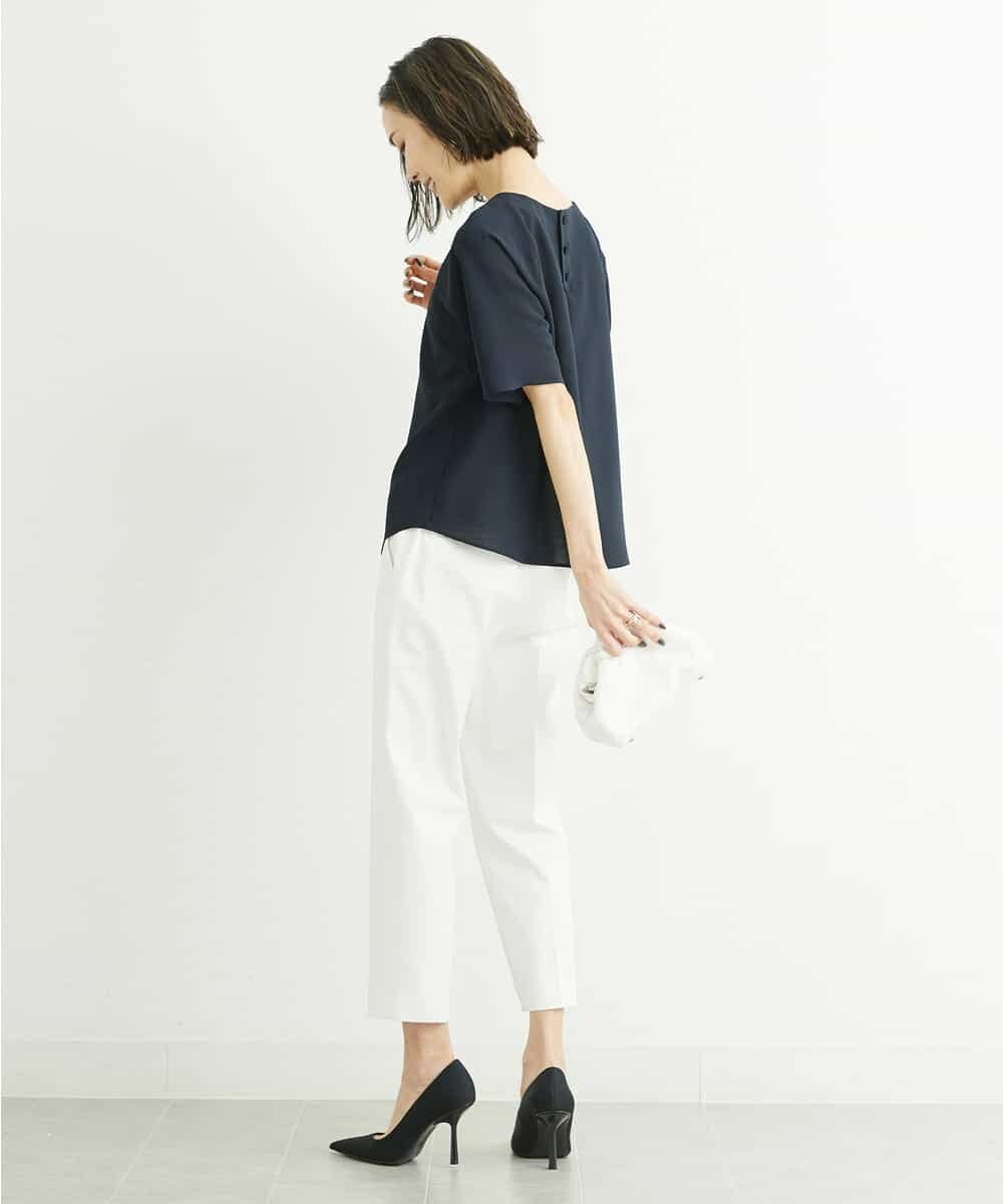 FMBFS26170 MICHEL KLEIN(ミッシェルクラン) [定番素材]バックボタンデザインブラウス ネイビー(57)