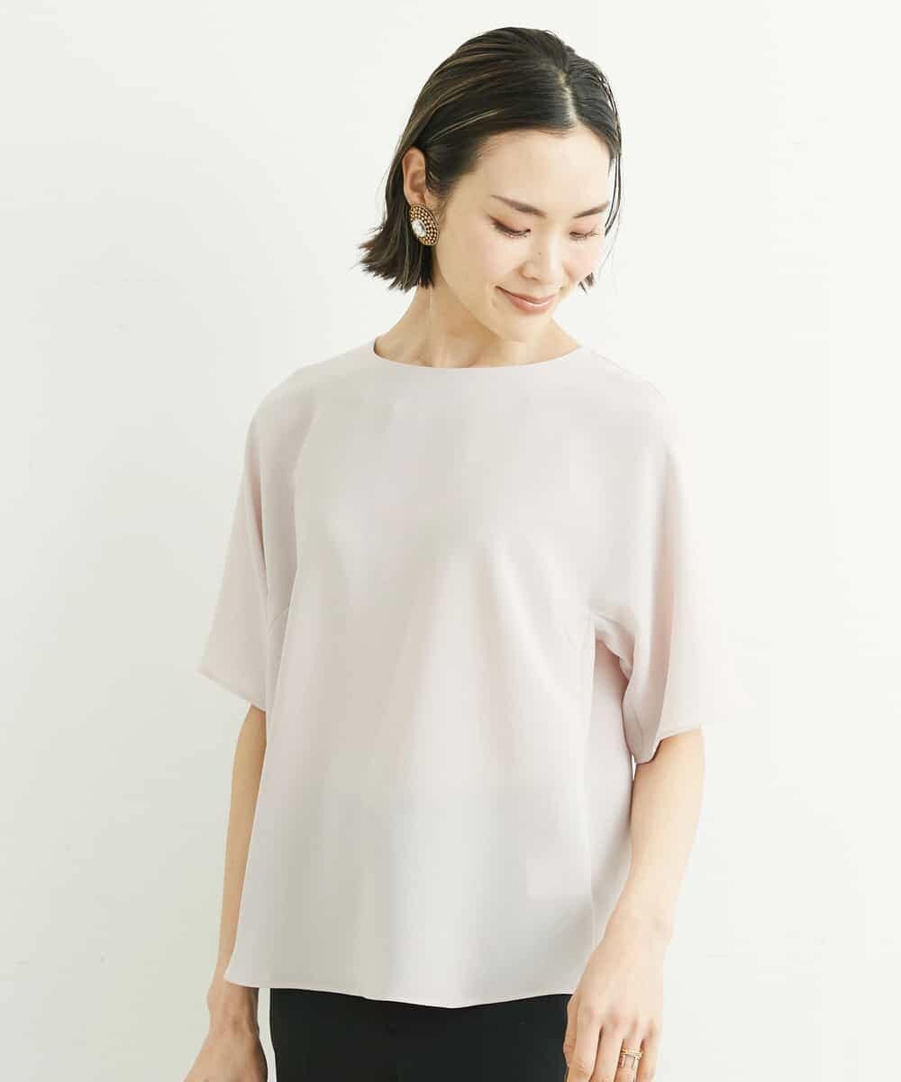 FMBFS26170 MICHEL KLEIN(ミッシェルクラン) [定番素材]バックボタンデザインブラウス ネイビー(57)