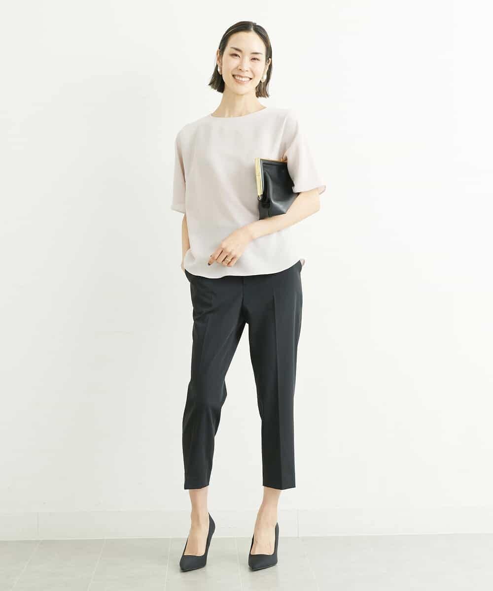 FMBFS26170 MICHEL KLEIN(ミッシェルクラン) [定番素材]バックボタンデザインブラウス ネイビー(57)