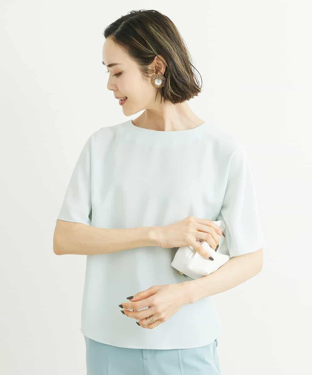 FMBFS26170 MICHEL KLEIN(ミッシェルクラン) [定番素材]バックボタンデザインブラウス ネイビー(57)