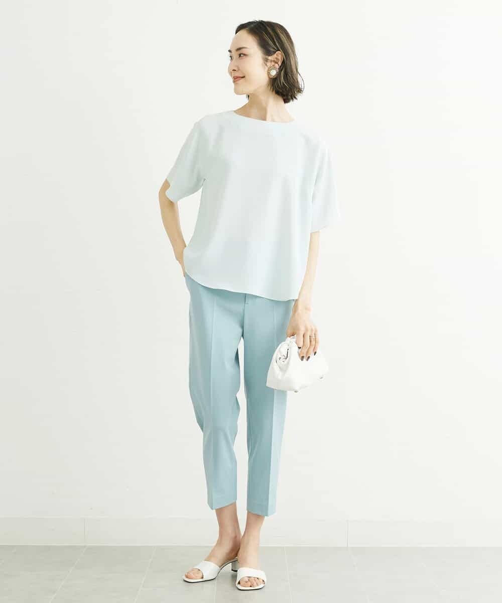 FMBFS26170 MICHEL KLEIN(ミッシェルクラン) [定番素材]バックボタンデザインブラウス ネイビー(57)