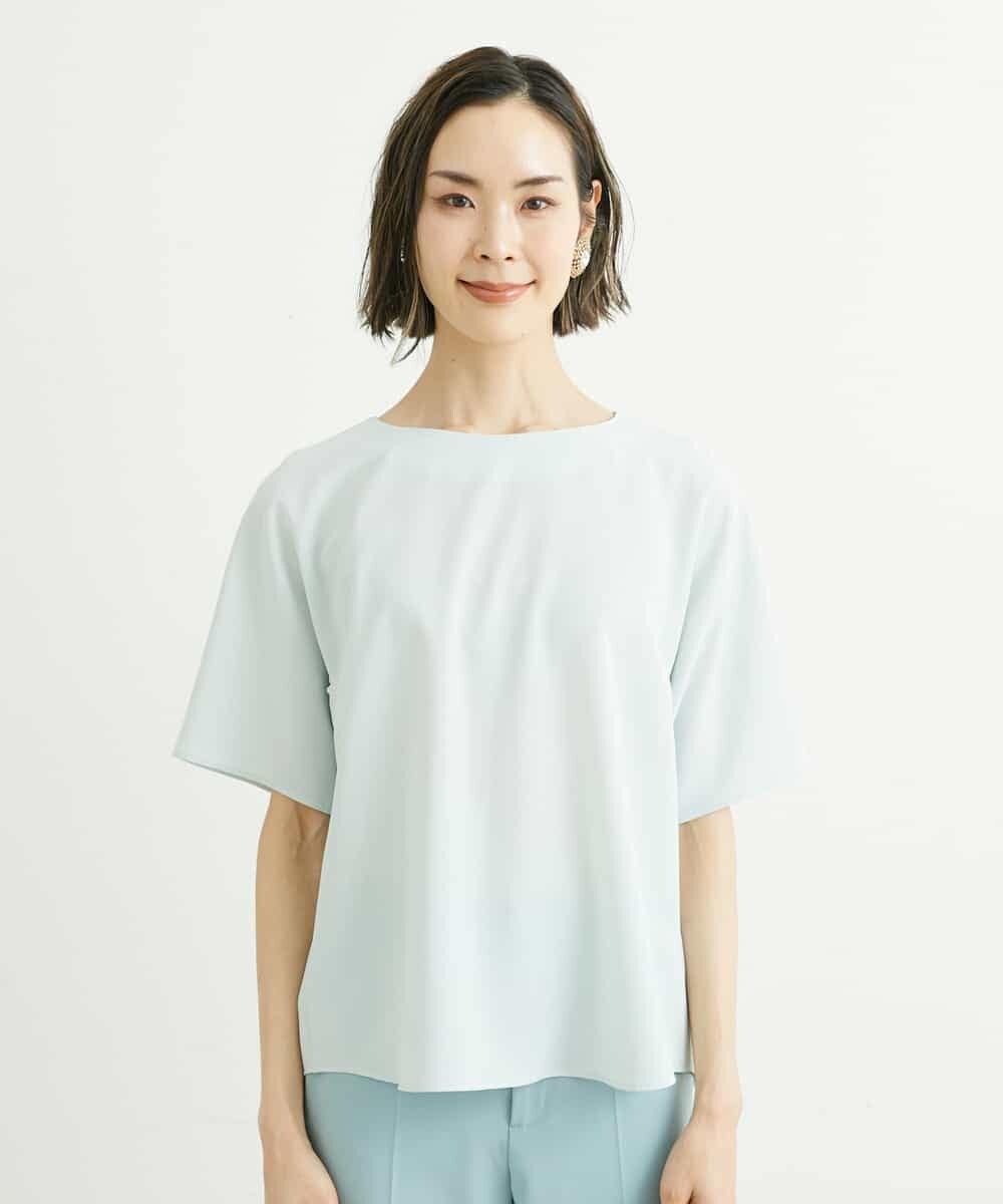FMBFS26170 MICHEL KLEIN(ミッシェルクラン) [定番素材]バックボタンデザインブラウス ネイビー(57)