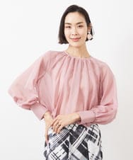 FMBGA02260 MICHEL KLEIN(ミッシェルクラン) ボリュームスリーブシアーブラウス(WEB限定カラーあり) ピンク